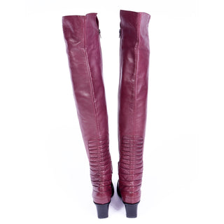 Rare 1980s Claude Montana Burgundy Thigh High Leather Boots