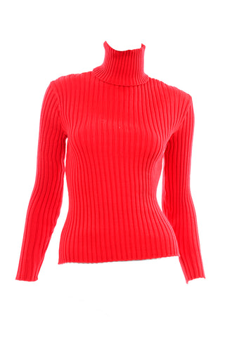 1970s Red Ribbed Turtleneck Sweater