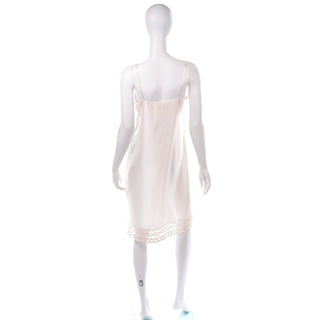 1990s Collette Dinnigan White Silk Nightgown w Cutouts Size Medium