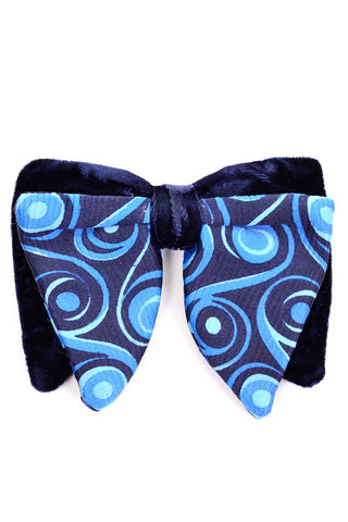 Colonel Ormond Vintage 1980's Clip on Blue and Velvet Bow Tie