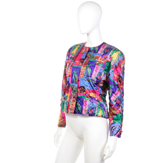 Antonette Franz Haushofer vintage 1980s silk colorful jacket multi colored