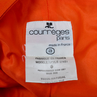 Courreges Orange Wool Vintage Trousers Pants