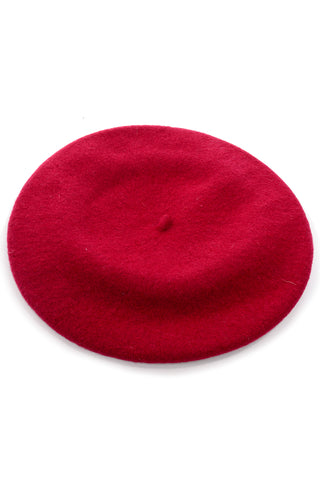 1990's Czech Raspberry Wool Vintage Beret Hat