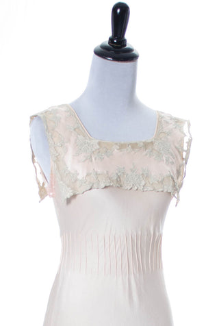 1930s Vintage Silk Nightgown with Lace Applique - Dressing Vintage