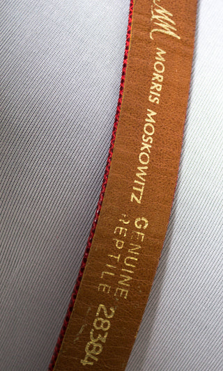 Morris Moskowitz belt vintage red snakeskin 2 pc gold buckle SOLD - Dressing Vintage