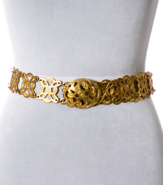 Vintage belt Artisan Handcraft 1950s Art nouveau style brass necklace - Dressing Vintage