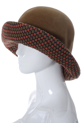 Dale Kelly Vintage Brown Felted Wool Hat with Patterned Knit Brim - Dressing Vintage