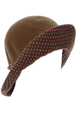 Dale Kelly Vintage Brown Felted Wool Hat with Patterned Knit Brim - Dressing Vintage