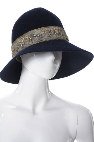 Vintage mid century floppy hat with metallic embroidery - Dressing Vintage