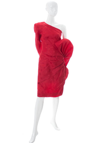 Fernando Peña Designer Red Vintage Dress 1980's Show Stopper - Dressing Vintage