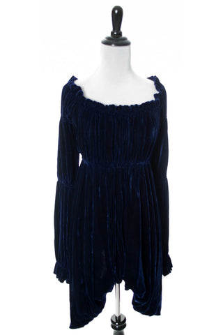 Norma Kamali rich Blue Velvet poet style vintage dress - Dressing Vintage