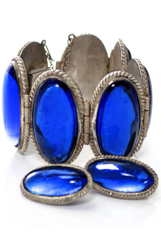 Del Rio Hecho en Mexico Vintage Blue Stone Sterling Silver Bracelet & Earrings - Dressing Vintage