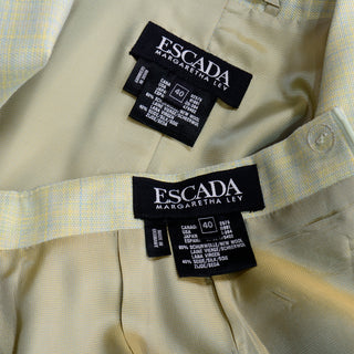 Escada Margaretha Ley Yellow and Blue Skirt and Jacket Vintage Suit