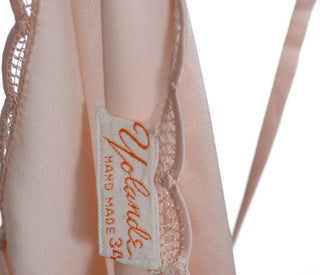 Bias Cut Vintage Slip Pink Silk Embroidered Yolande Handmade - Dressing Vintage