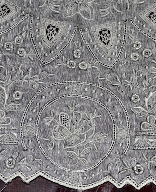 Appenzell Style Vintage Linen Handkerchief Unused Elaborate Embroidered Wedding Roses - Dressing Vintage