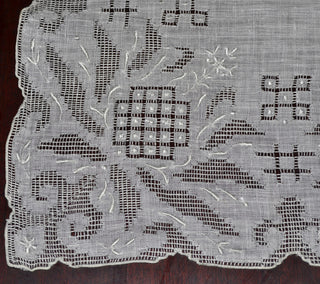 Vintage Pulled Thread Embroidered Bridal Wedding Handkerchief MINT - Dressing Vintage