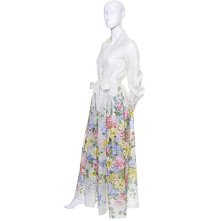 Dalani Vintage Dress Organza Floral 1970s Long