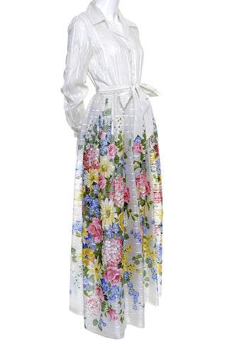 1970s Vintage Dress Maxi Dalani Floral Organza