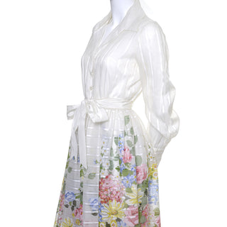Dalani Vintage Dress Organza Floral 1970s Sash