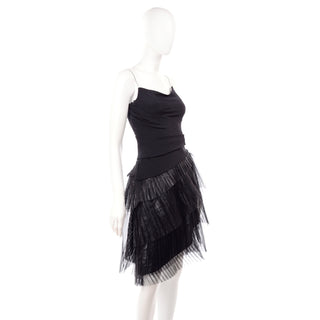 Metallic Black Tulle Danes Vintage 1990s Evening Dress