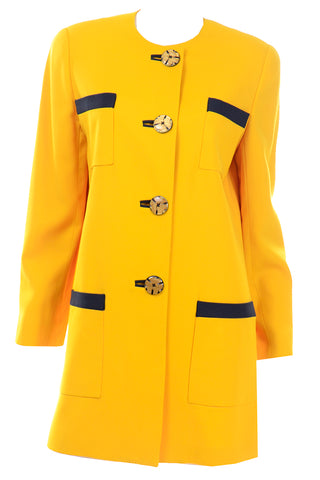Vintage David Hayes 1980s Yellow Longline Blazer Jacket