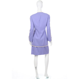 1990s David Hayes Vintage Periwinkle Purple Skirt & Jacket Suit 2 piece