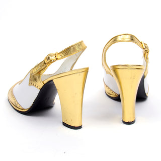 David Luis gold vintage Disco heels saddle shoe style
