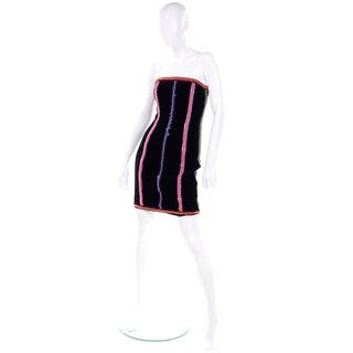 Vintage New Escada Margaretha Ley Beaded Black Velvet Evening Dress & Jacket w Sequins