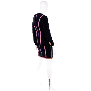 Deadstock Escada Margaretha Ley Beaded Black Velvet Evening Dress & Jacket Suit w Sequins