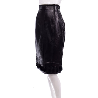Escada Margaretha Ley Black Leather Tassel Skirt Deadstock New W Original Tags