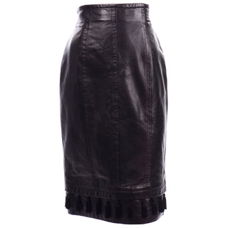 Escada Margaretha Ley Black Leather Tassel Skirt Deadstock New W Tags