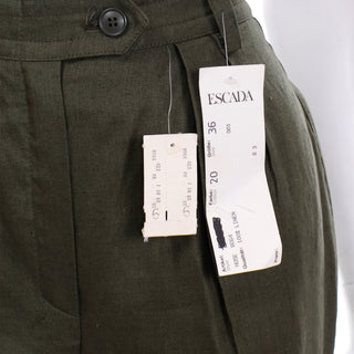 Escada Margaretha Ley Deadstock Green Linen vintage Pants with tags Trousers
