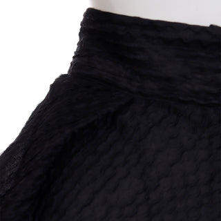 2000s Gianfranco Ferre Deadstock Vintage Black Silk Crinkle High Waist Evening Skirt