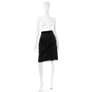 Vintage Givenchy Couture Black Lace Velvet and Sequins Evening Skirt Suit