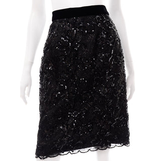 Givenchy Couture Black Lace Velvet and Sequins Evening Skirt Suit Vintage w tags