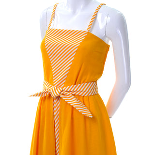 Vintage Lanvin Dress Dead Stock in Orange Yellow Marigold Cotton W Tag - Dressing Vintage