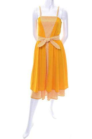 Vintage Lanvin Dress Dead Stock in Orange Yellow Marigold Cotton W Tag