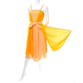 Vintage Lanvin Dress Dead Stock in Orange Yellow Marigold Cotton W Tag - Dressing Vintage