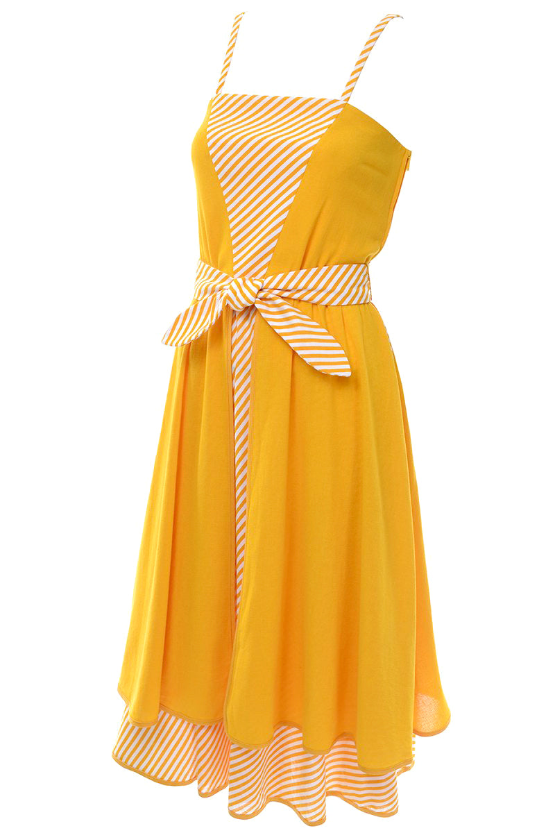 lanvin orange dress Vintage Lanvin Dress Dead Stock in Orange Yellow Marigold Cotton W Tag