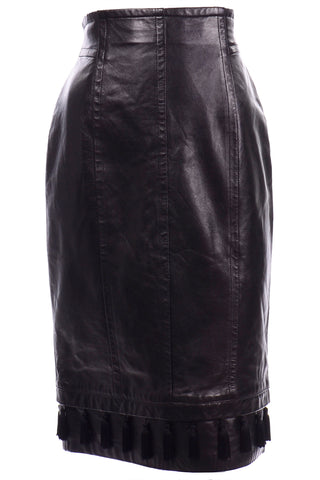 Escada Margaretha Ley Black Leather Tassel Skirt Deadstock New W Tags