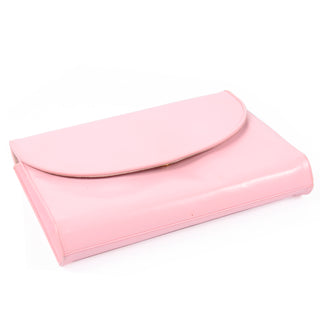 80s Deadstock Pink Leather Envelope Clutch handbag or Shoulder Bag NWT