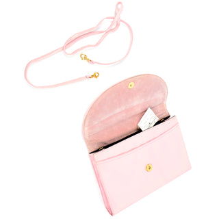 1980s Deadstock Pink Leather Envelope Clutch handbag or Shoulder Bag