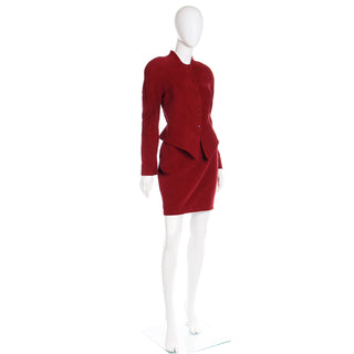 Late 1980s or Early 1990s Thierry Mugler Brick Red Deadstock Skirt & Jacket Suit W Tags