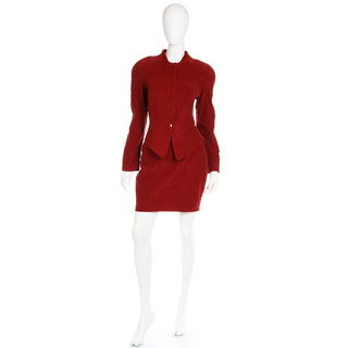 1990s Thierry Mugler Brick Red Deadstock Skirt & Jacket Suit W Tags Unworn