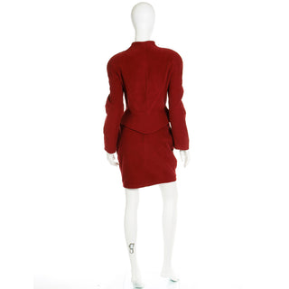 1990s Thierry Mugler Brick Red Deadstock 2 pc Skirt & Jacket Suit W Tags