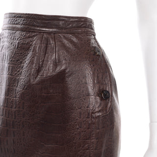 1990s Vintage Valentino Deadstock Alligator Embossed Leather Pencil Skirt new with tags unworn