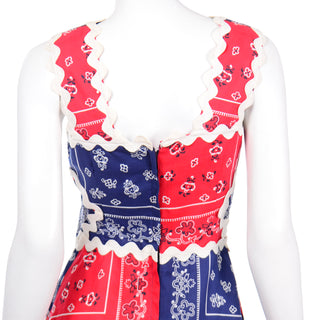 Howard Wolf Vintage Red & Blue Bandana Patchwork Print Dress Deadstock w/ Tags 70s maxi dress