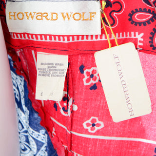 Howard Wolf Vintage Red & Blue Bandana Patchwork Print Dress Deadstock w/ Tags new