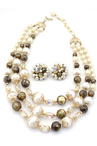 1960s Vintage Necklace Earrings Set Japan