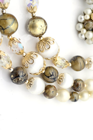 1960s Vintage Necklace Earrings Set Japan Beads